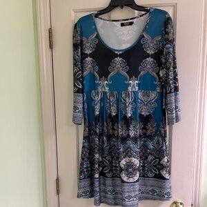 Multi-colored Paisley Print Ladies 3/4 Top/Mini Dress XL